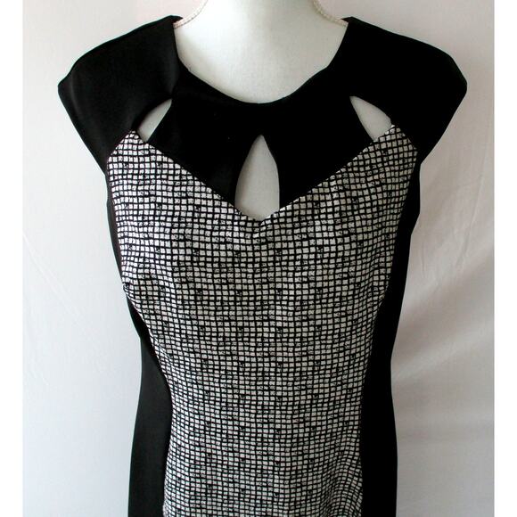 Enfocus Studio Women's Black & White Checked Sleeveless Zip Back Dress Size 12 - Picture 2 of 9